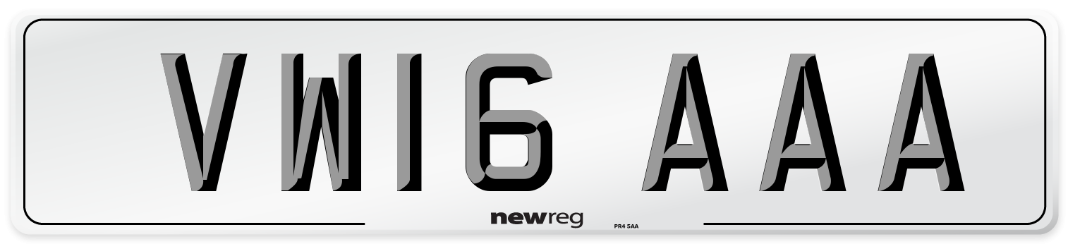 VW16 AAA Number Plate from New Reg